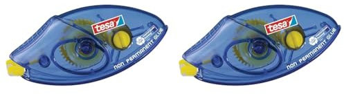 tesa Einweg-Kleberoller, ablösbar, 8,5x8,4mm (2er Packung), für Papier, Pappe, Fotos, Kunststoff, Glas