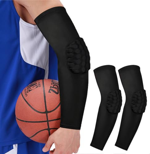 Mangas acolchadas para brazo de voleibol, paquete de 2 coderas de panal de abeja, coderas, mangas de baloncesto, mangas de brazo de fútbol, Negro -, X-Large