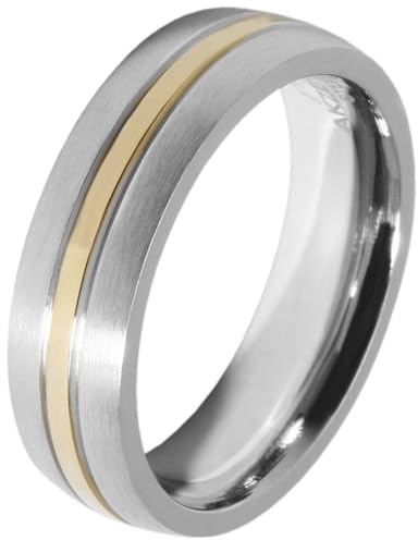 Akzent Judika Herren-Ring Edelstahl bicolor dezent elegant silberfarbig goldfarbig Männer Geschenk (64 (20.3))