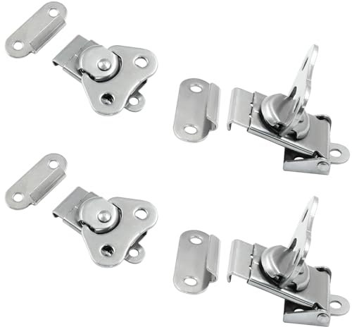 Coufce Confezione da 4 chiavistelli a farfalla in acciaio inox, piccole chiusure a vite per armadietti, casse in legno, scatole, scatole di attrezzature con viti