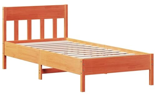 vidaXL Massivholzbett ohne Matratze Wachsbraun 100x200 Kiefernholz