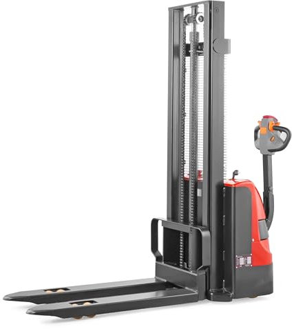 Transpaleta eléctrica Pallit BUDGET-XS | 1600 mm altura de elevación | 1200 kg capacidad de carga | incl. 2 baterías de plomo-gel | apilador eléctrico