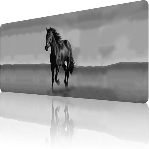 GLANDOTU Mouse Pad/Gaming Mouse Pad/Mouse Mats for Desk/Large Mouse Pad 800x300x3 mm/XXL Mousepad,Stitched Edges Anti-Slip Waterproof Rubber Base Mouse Mat,Improved Precision and Speed -Black Horse