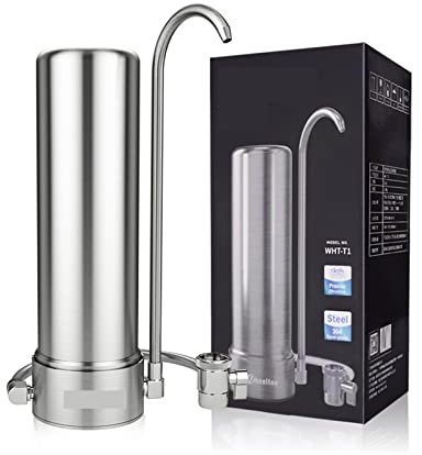 Filtre à Eau Potable de Cuisine système de Filtration de comptoir Filtre à Charbon Actif en céramique Coque en Acier Inoxydable 304 Filtre à Boisson Saine