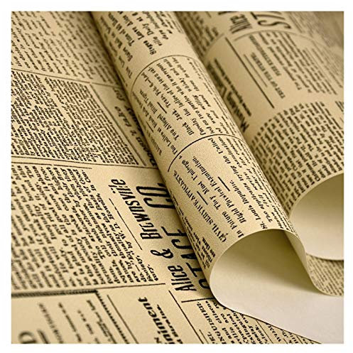 Crepundia Tapete Vliestapete Amerikanische Retro alte englische Alphabet Zeitung Tapete Bekleidungsgeschäft Bar-Café-Dekor PVC-Wand-Papier(P05502)