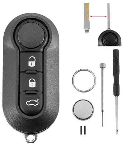 3 Tasten Autoschlüssel Gehäuse Für FIAT Ducato Doblo 500 500L Punto Bravo Panda Citroen Nemo Relay Jumper Iveco Daily Iveco Batterie CR2032 Pin-Entfernungswerkzeug