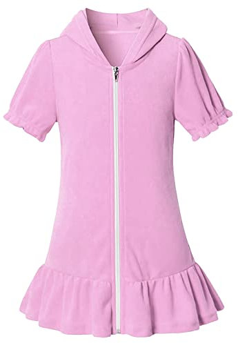 Kleider für Mädchen Sommer Stilvolle Schöne Mädchen Kapuzen Zip Coverups Schwimmen Strand Cover Up Baumwolle Sommer Kurzarm Badeanzug Bademantel Mädchen Kleider Hochzeit Einschulung (6-7 Years)