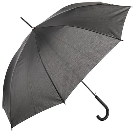 Idena 50108 - Parapluie canne en noir avec diamètre 100 cm, parapluie à ouverture automatique et poignée Soft-Touch, longueur env. 88 cm