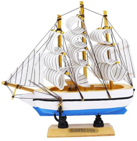 Fahibin 16cm Holz Segelboot Modell,Holz Segelboot Modell,Vintage Segelboot Modell,für Geschenke und Schreibtisch Deko