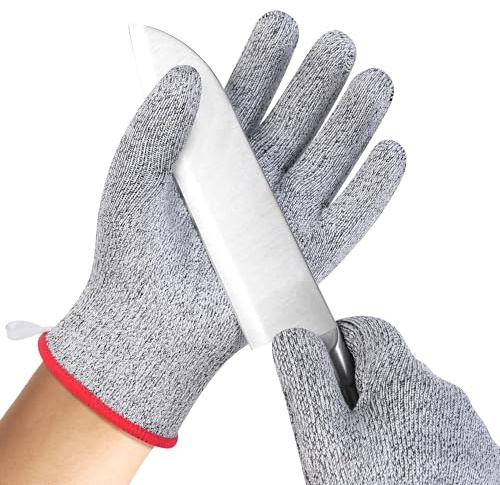 HPHST Schnittfeste Handschuhe für Herren und Damen, Arbeitshandschuhe A5 Schutzhandschuh Schnittsichere Montage Handschuhe Gartenhandschuhe 1 Paar Grau (S)