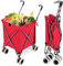 COSTWAY Carrello Spesa Pieghevole con Ruote, Carrello Portaspesa con Fodera in Tessuto Oxford Rimovibile e Impermeabile, 90L, Capacità di peso 55 kg (Rosso)