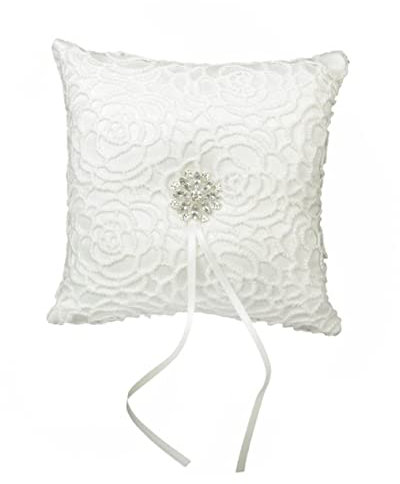 OKUMEYR Ringkissen für die Hochzeit Satin-Ringkissen Blumen-Ringkissen 15 x 15 cm Ringträgerkissen für die Hochzeitszeremonie