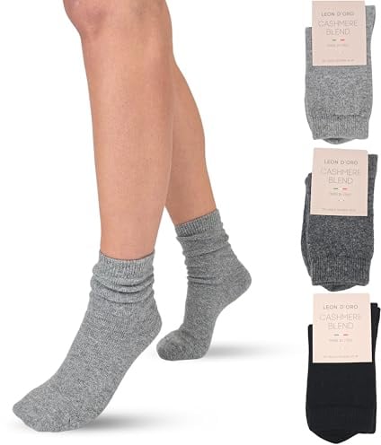 LEON D'ORO Calze Cashmere Donna Calzini Lana e Cachemire Termici Invernali Made in Italy Idea Regalo Natale