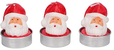 Glomora 3 Stück Weihnachtsmann-Kerzen, romantische Teelichter, Kerzen, Kerzenlicht-Dinner-Ornamente, Weihnachts-Requisite für Weihnachtsdekorationen und Weihnachtse