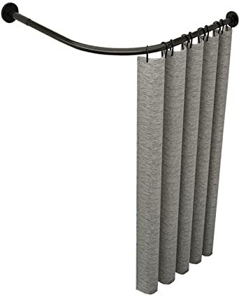 LULUMAIC Tringle à Rideau de Douche d'angle réglable en Forme de L, Extensible et incurvée pour Salle de Bain, Barre de Rail en métal fixée au Mur, Aucun perçage nécessaire, Noir (Taille : D (70 à