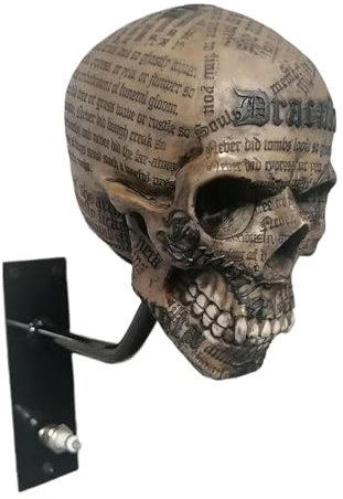 Motorrad-Helm-Totenkopf-Halter, Wandhalterung, Helm-Aufbewahrungsregal, Kunstharz, Handwerk, Totenkopf-Helmständer für Mäntel, Mützen, Baseballs und Rugby-Helme