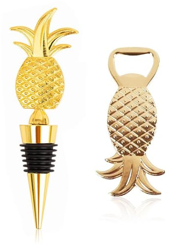 1 Piece of Pineapple Wine Bottle Stopper and 1 Piece of Pineapple Bottle Opener, Creative Wine Bottle Stopper, Gift Bottle Opener, Metal Bottle Opener