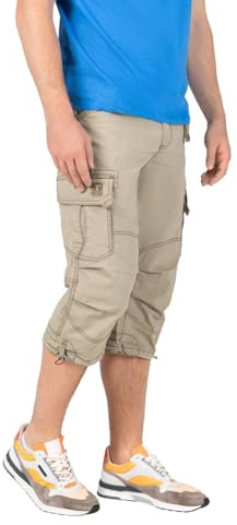 Timezone Herren 3/4 Cargo Hose Loose MILESTZ Short Mid Waist Loose Fit W30-W40, Größe:W 40, Farbe:1212-2028 Washed Beige
