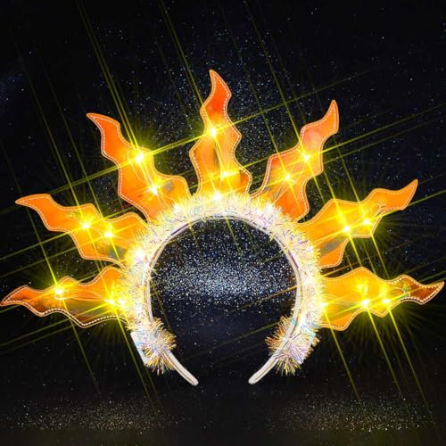 Evlry Bandeau de feu à LED, serre-tête avec flamme, accessoire de cheveux pour femme