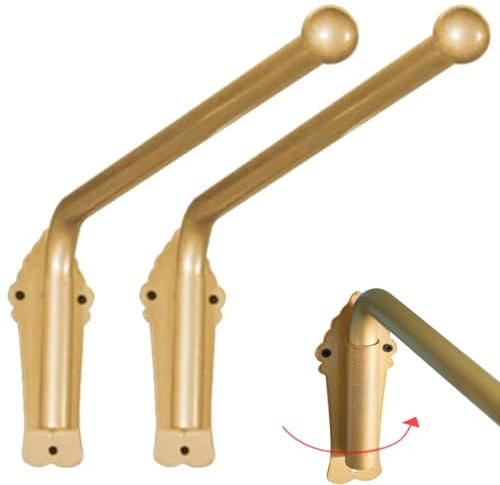 2 Stück Schwenkarm-Gardinenstange, Stand-Gardinenarm, Hochleistungs-Schwenkstangen, für Seitenwände, Fenstervorhang-Displayständer, Gardinenarm (Gold)(20in)