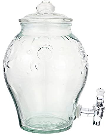 1pc Bouteille de vin en verre Distributeur de boissons Pot Mason Pichet Bidon en verre avec robinet Pichet à thé solaire Distributeur de jus en verre Récipients en verre avec couvercles avec robinet S