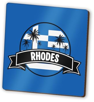1 x Rhodes Square Magnet - Greece Greek Island Flag Skyline Landmarks City Fridge Magnetic Travel Holiday Family Friend Women Men #83264