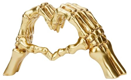 Flaroey Decor for Living Room Bedroom Bookshelf Coffe Table, Resin Heart Hands Sculpture, Horror Finger Home Accents Gold