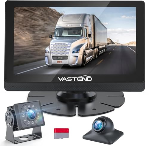 VASTEND Wired Reversing Camera Kit, AHD 1080P Reverse Camera with 7 Touch Screen Monitor, IP69 Waterproof, IR Night Vision, Rear View Cameras for Car, Van, Truck, Trailer (VL-BSD-7A)