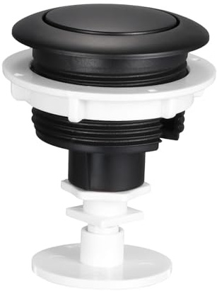 LOVIVER Toilet Tank Flush Button,Single Flush Button Multifunction Toilet Tank Parts Spare Parts for Hotel Lavatory Office Bathroom, Black