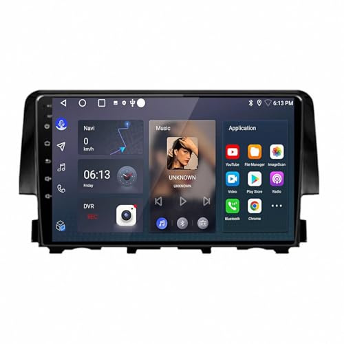 Radio Navigator Satellite Navigator für Honda Civic 10th 2016-2021 OTA-Updates, Rückfahrkamera, Mirror Link, Bluetooth 5.0, Sprachsteuerung, 4 Kern 4G+64G