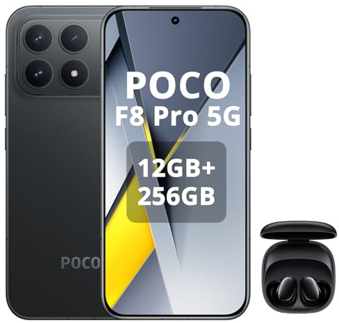 XIAOMI POCO F8 Pro 5G-Smartphone da 12+256GB,Tripla fotocamera da 50MP con OIS,Display AMOLED da 6,59” 120Hz,Snapdragon 8 Elite, Hypercharge 100W, Nero,incluso cuffie smart incluse nero