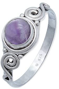 mantraroma Silber Ring Damen 925 Amethyst Edelstein lila ausgefallen verspielt