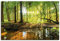 ARTLAND Wanddeko Leinwand Bilder Wandbild 90x60 cm Wald Natur Landschaft Bach Sonne Baum Sonnenstrahlen T9IO