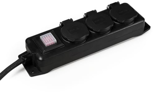 MC POWER 1300085 - Bloc multiprises - 3 voies - Avec interrupteur - Classe de protection IP44 - Adapté à une utilisation en extérieur