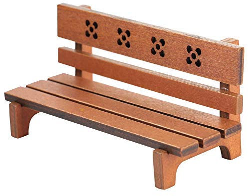 Zerodis 1/12 Skala Puppenhaus Holz Parkbank Simulation Miniatur Möbel Stuhl Park Sitz Mini Puppenhäuser Landschaft Kunst DIY Handwerk Ornament Fee Garten Deko Puppe Spielzeug Zubehör(Braun)
