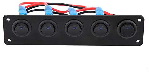 Auto 5 Gang Wippschalter Panel Boot 12V-24V 5-Gang blaue LED Schaltpanel Kippschalter Panel Ersatz für Auto, RV, Wohnwagen, Anhänger