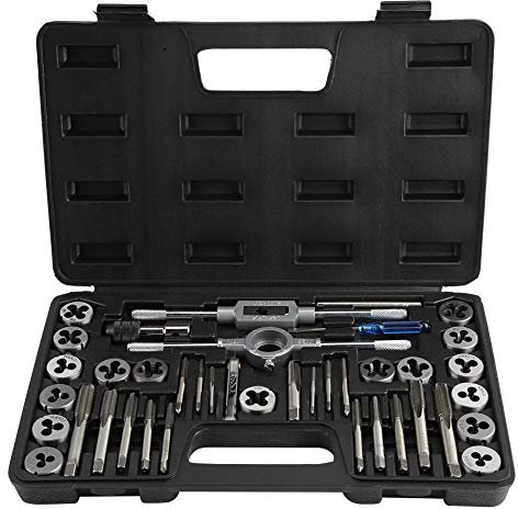 Cocoarm Gewindebohrer Set 40-TLG Gewindeschneidsatz M3-M12 Gewindeschneider Hand Gewindebohrer und Schneideisen mit Werkzeugkoffer