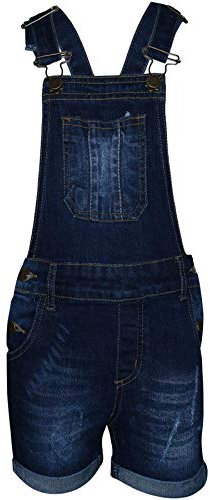 A2Z 4 Kids Girls Shorts Dungaree Denim Ripped Stretch Summer Jeans - Shorts Dungaree D77 Dark Blue 9-10