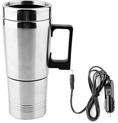 Car Kettle 12V Fast Boil Cigarette Lighter, Stainless Steel 350ML+150ML Car Electric Kettle For Campervan Beverage Heating Cup Automotive Heating Kettle for Travel and Camping