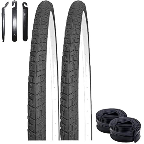 Angebot-Set / 2 x Kenda K-830 Fahrradreifen Fahrradmantel Schwarz/Weiss 37-622 (28 x 1.40) + 2 passende Schläuche DV inkl. 3 Reifenheber