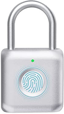 eLinkSmart - Lucchetto digitale con impronte digitali, in metallo, senza chiave, per armadietti della palestra, armadietti scolastici, zaini, valigie, bagagli (argento)