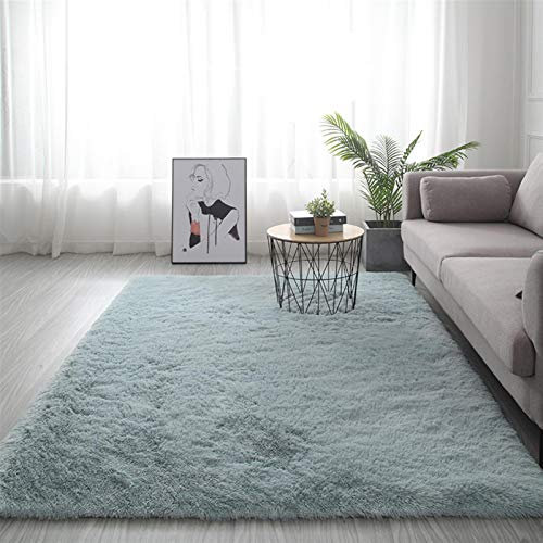 Geling Teppiche Kunstfell Fell Teppich Grau Fellimitat Bettvorleger Sofa Matte Super weich Teppich für Wohnzimmer Schlafzimmer Kinderzimmer Auto Esszimmer Fluffy Kindermatte,Blau,140 * 200cm