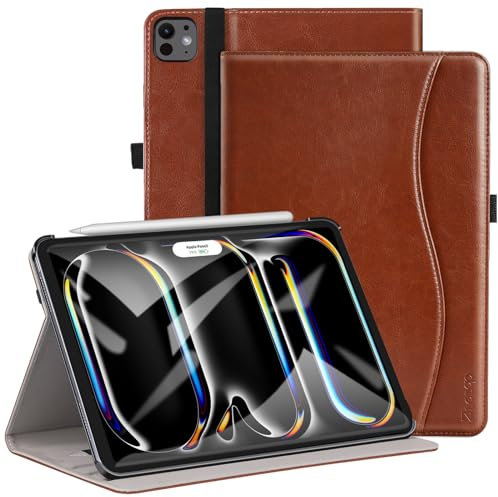 ZtotopCases Funda para iPad Pro 13 Pulgada 2024 (7ª generación), Funda de PU Premium de Piel Sintética con Modo Automático de Reposo/Actividad para iPad Pro 13 Pulgada, Marrón