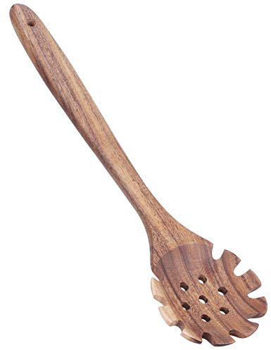 Ménage en Bois Teck Cuillère de Cuisine Ustensile de Cuisine en Bois Naturel Passoire à Nouilles Fendue en Remuant Spatule Spaghetti Cuillère Cuisine Outils de Cuisine