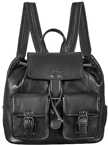 STILORD 'Larissa' Großer Echt Leder Rucksack im Vintage Look - Stilsicher Unterwegs Sein, Farbe:schwarz