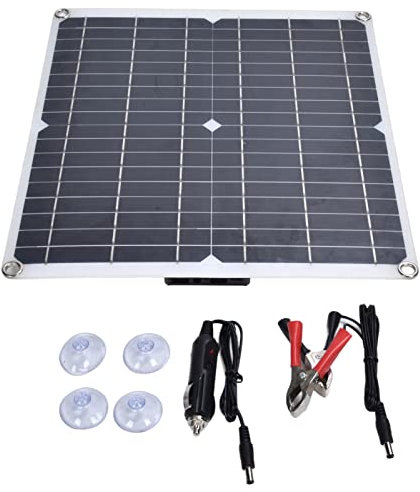 Panel Solar de 35 W / 12 V, Placa de Carga Al Aire Libre con Doble USB, Panel Solar Flexible de Silicio Monocristalino