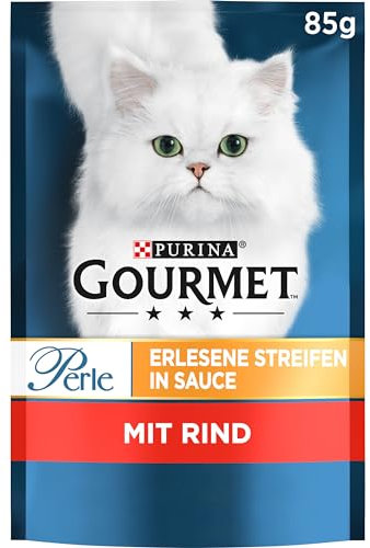 Gourmet PURINA GOURMET Perle Erlesene Streifen Katzenfutter nass, mit Rind, 26er Pack (26 x 85g)