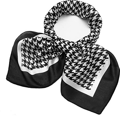 Seidenähnlicher Schal, quadratisches Taschentuch, Satinband, Halstuch für Damen, 53,3 x 53,3 cm, 11 Hahnentritt, 53 cm x 53 cm