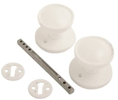 VIBE Rim/Mortice Knob Set on White Door Handle Knob on White for Internal Doors