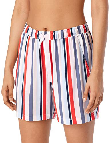 Schiesser Damen Mix & Relax Webhose Kurz' Pyjamaunterteil, Blickdicht, Rot Blau Gestreift, 48